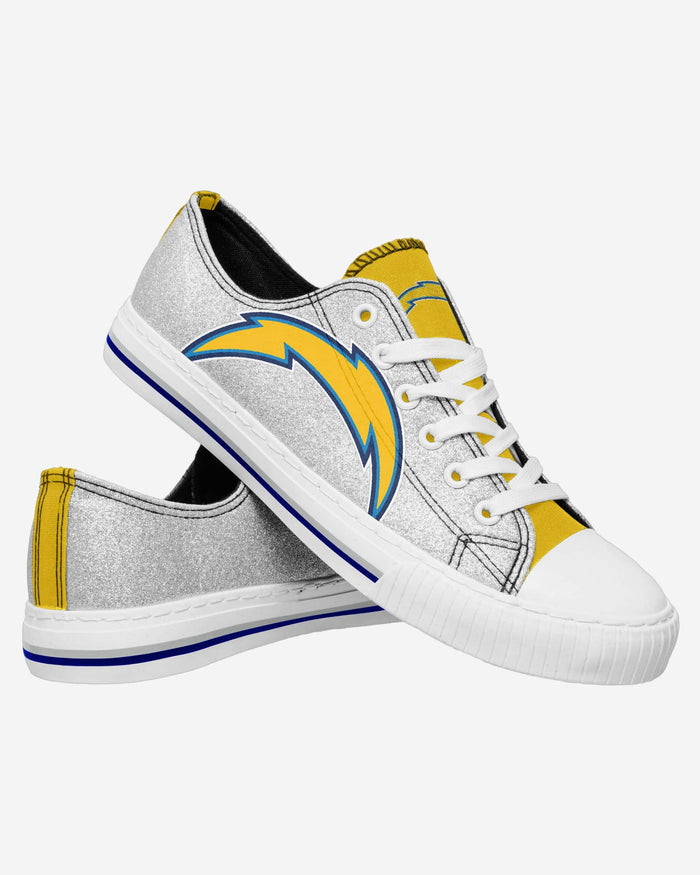 Los Angeles Chargers Womens Glitter Low Top Canvas Shoe FOCO - FOCO.com