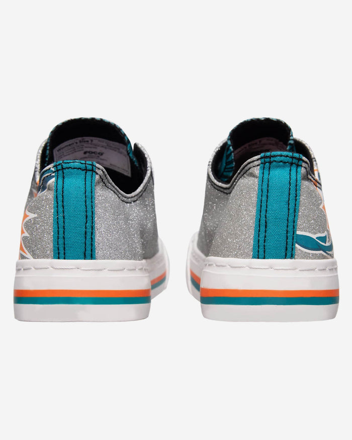 Miami Dolphins Womens Glitter Low Top Canvas Shoe FOCO - FOCO.com