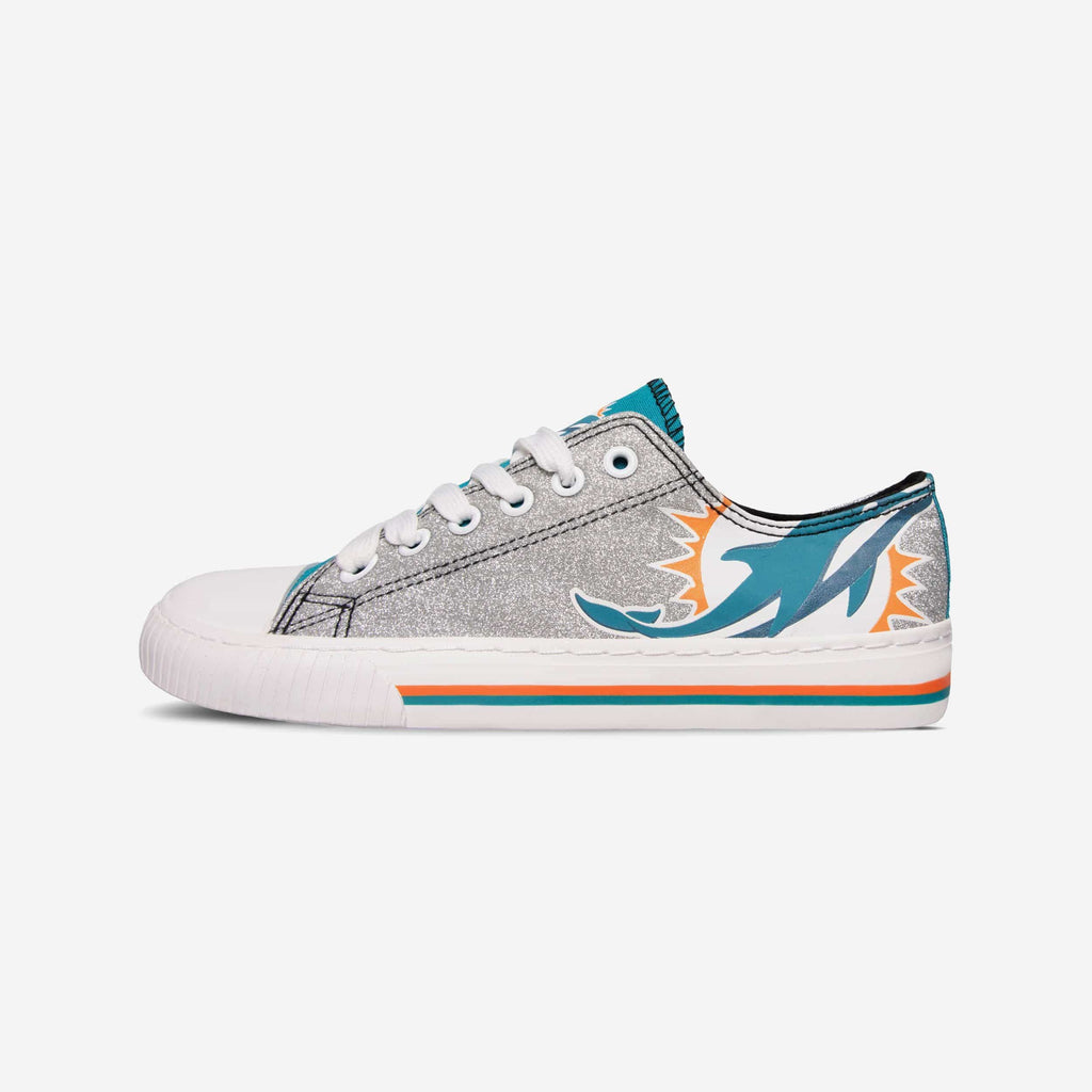 Miami Dolphins Womens Glitter Low Top Canvas Shoe FOCO - FOCO.com