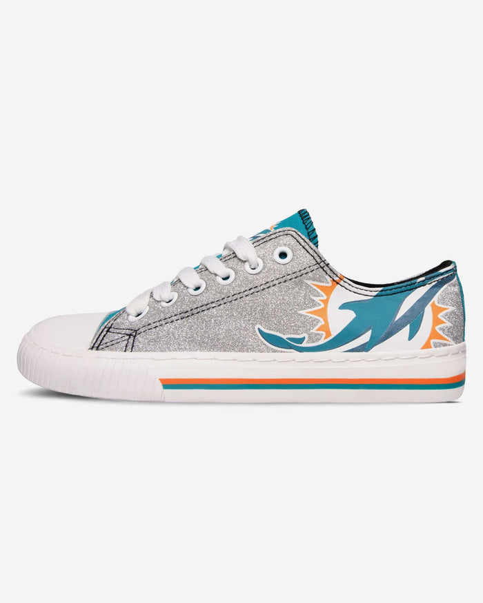 Miami Dolphins Womens Glitter Low Top Canvas Shoe FOCO - FOCO.com