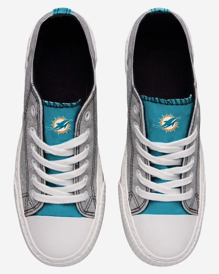 Miami Dolphins Womens Glitter Low Top Canvas Shoe FOCO - FOCO.com