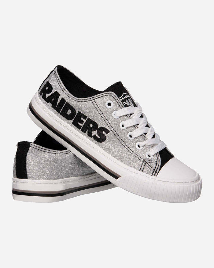 Las Vegas Raiders Womens Glitter Low Top Canvas Shoe FOCO - FOCO.com