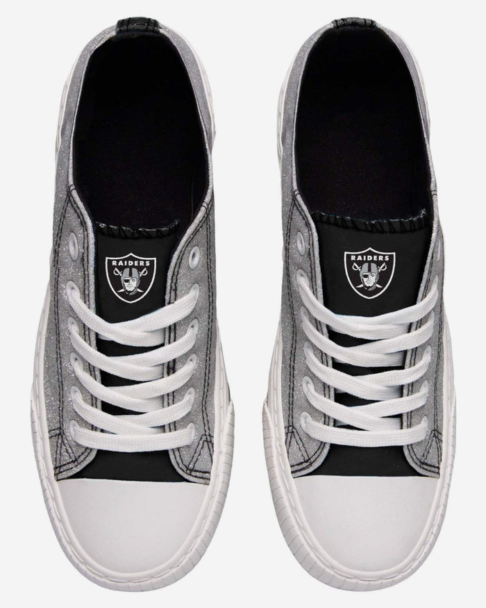 Las Vegas Raiders Womens Glitter Low Top Canvas Shoe FOCO - FOCO.com