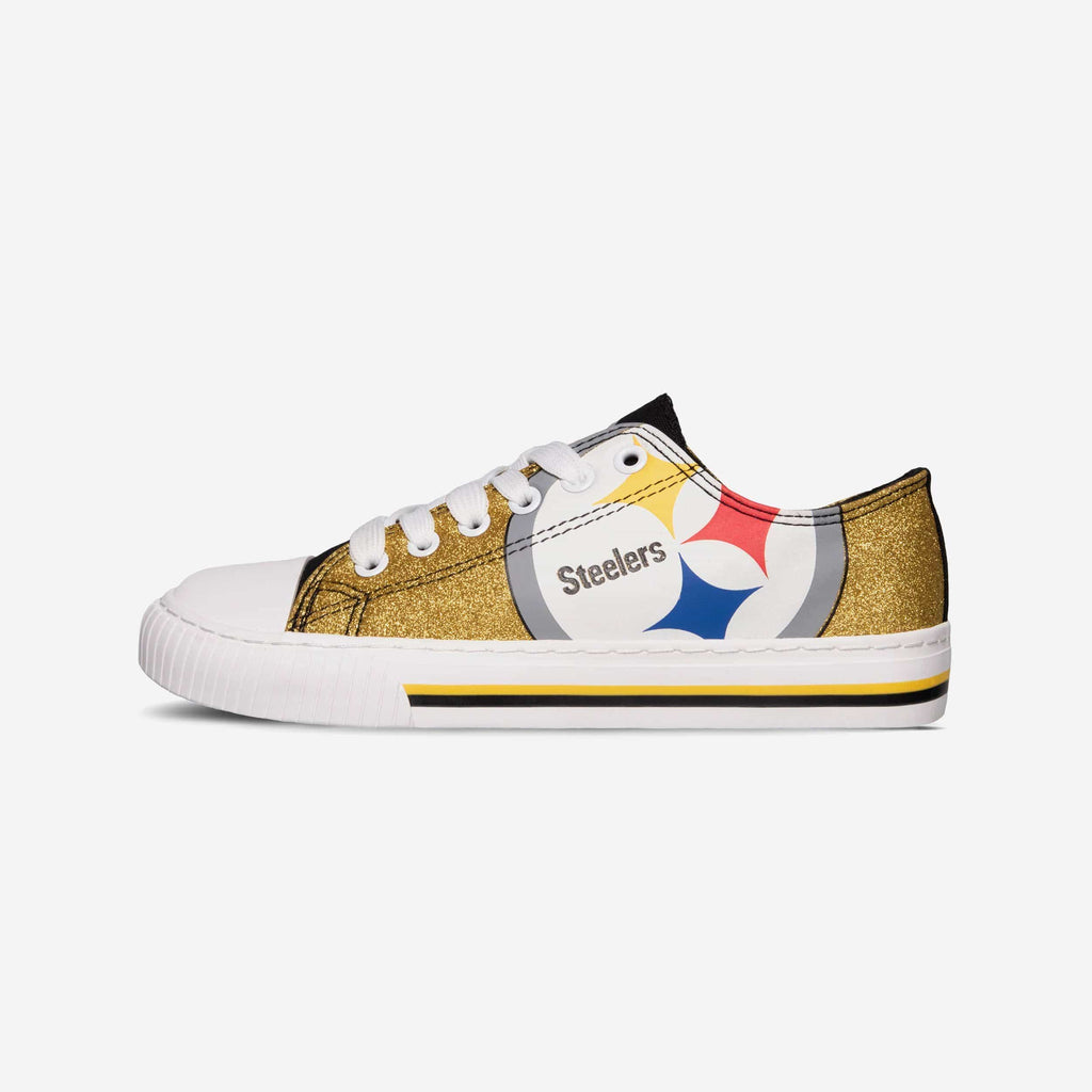 Pittsburgh Steelers Womens Glitter Low Top Canvas Shoe FOCO - FOCO.com