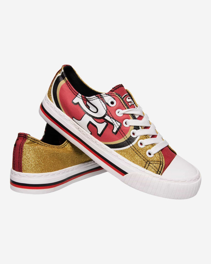 San Francisco 49ers Womens Glitter Low Top Canvas Shoe FOCO - FOCO.com