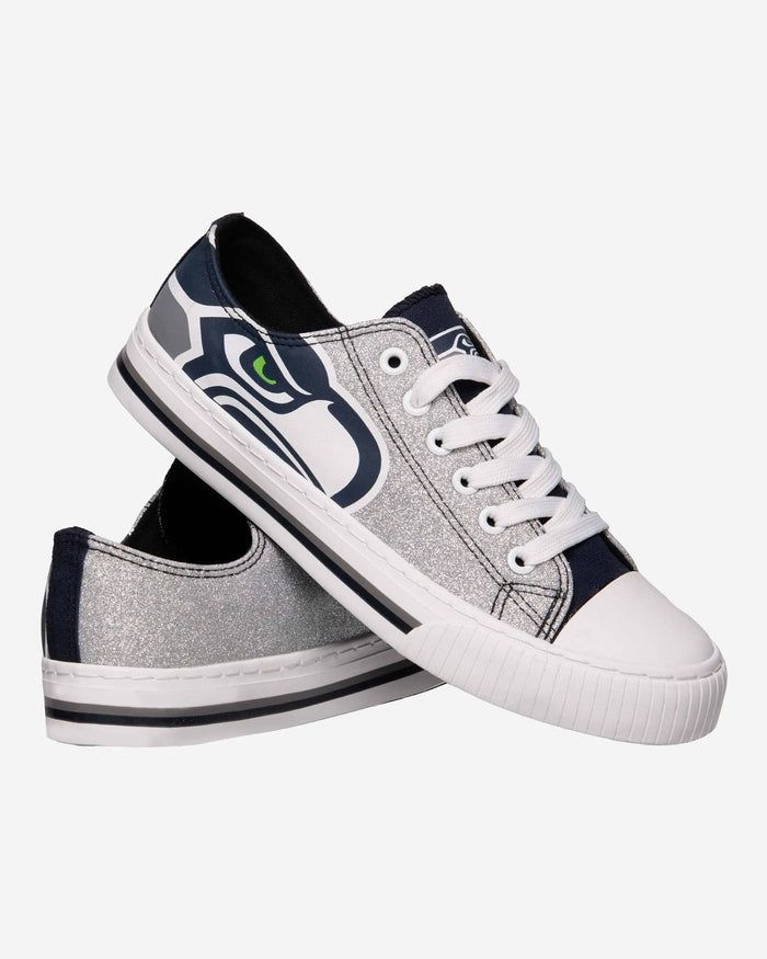 Seattle Seahawks Womens Glitter Low Top Canvas Shoe FOCO - FOCO.com