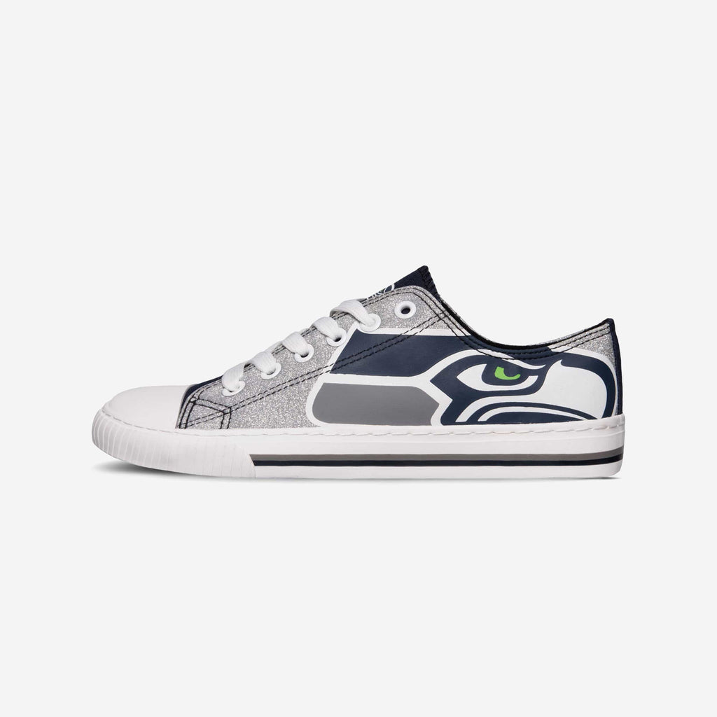 Seattle Seahawks Womens Glitter Low Top Canvas Shoe FOCO - FOCO.com