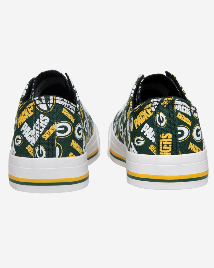 Green Bay Packers Womens Low Top Repeat Print Canvas Shoe FOCO - FOCO.com