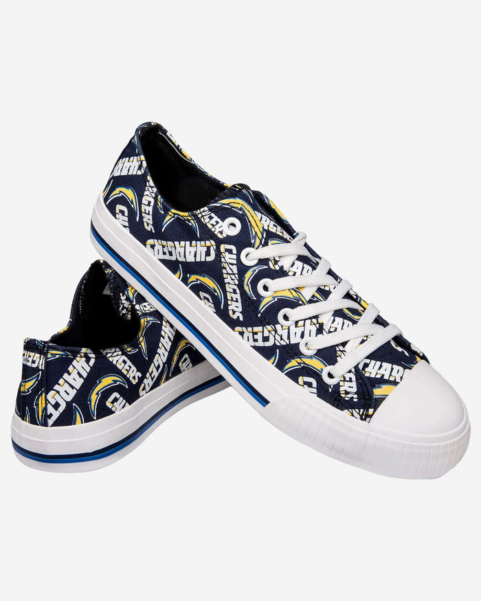 Los Angeles Chargers Womens Low Top Repeat Print Canvas Shoe FOCO - FOCO.com