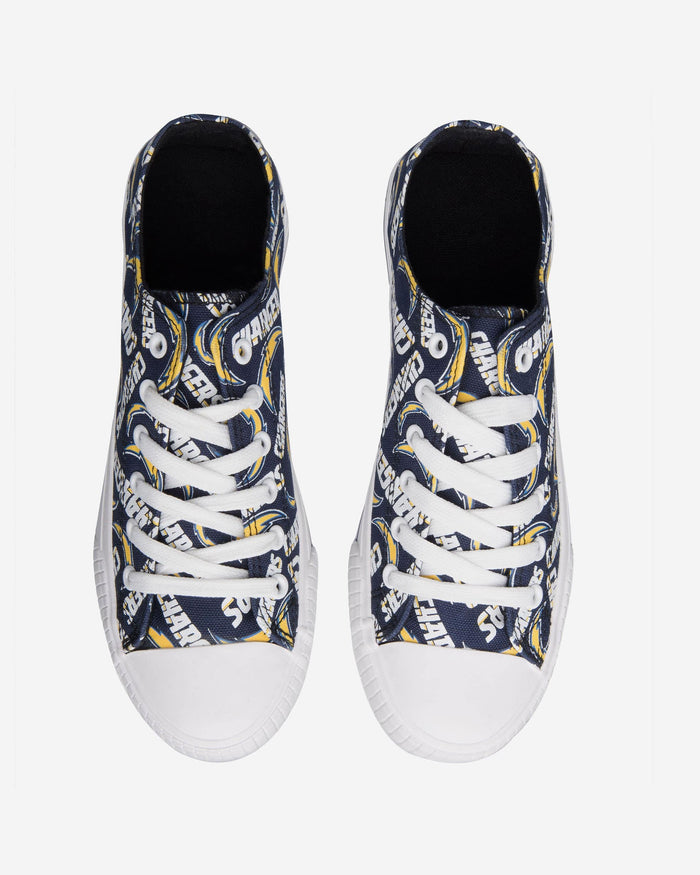 Los Angeles Chargers Womens Low Top Repeat Print Canvas Shoe FOCO - FOCO.com