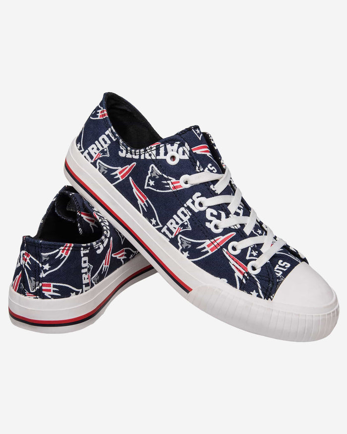 New England Patriots Womens Low Top Repeat Print Canvas Shoe FOCO - FOCO.com