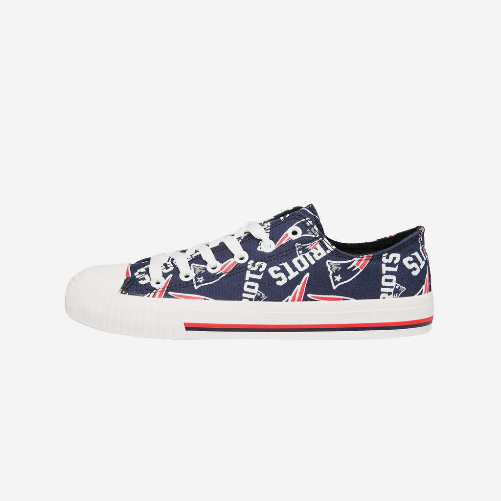 New England Patriots Womens Low Top Repeat Print Canvas Shoe FOCO - FOCO.com