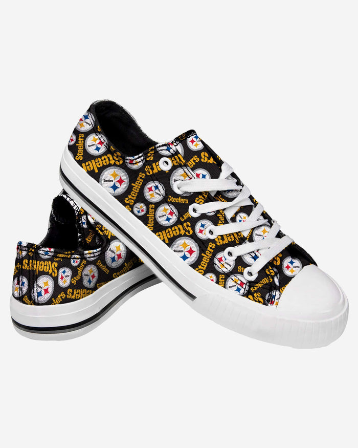 Pittsburgh Steelers Womens Low Top Repeat Print Canvas Shoe FOCO - FOCO.com