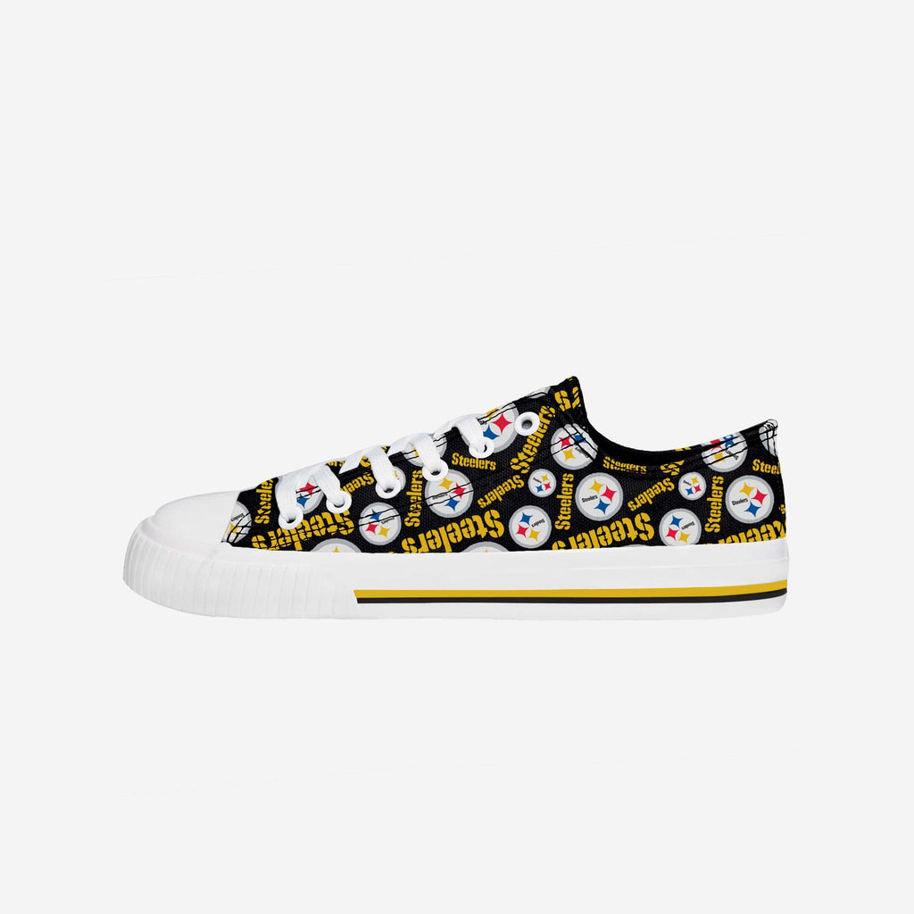 Pittsburgh Steelers Womens Low Top Repeat Print Canvas Shoe FOCO - FOCO.com