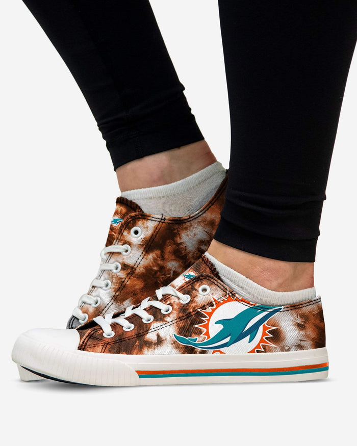 Miami Dolphins Womens Low Top Tie-Dye Canvas Shoe FOCO - FOCO.com