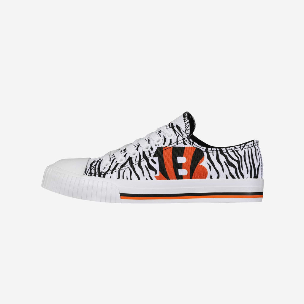 Cincinnati Bengals Womens White Stripe Low Top Canvas Shoe FOCO 6 - FOCO.com