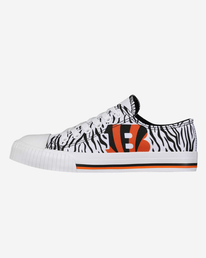 Cincinnati Bengals Womens White Stripe Low Top Canvas Shoe FOCO 6 - FOCO.com
