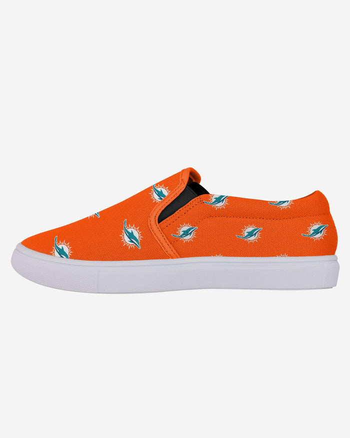 Miami Dolphins Womens Repeat Logo Slip On Canvas Shoe FOCO 6 - FOCO.com