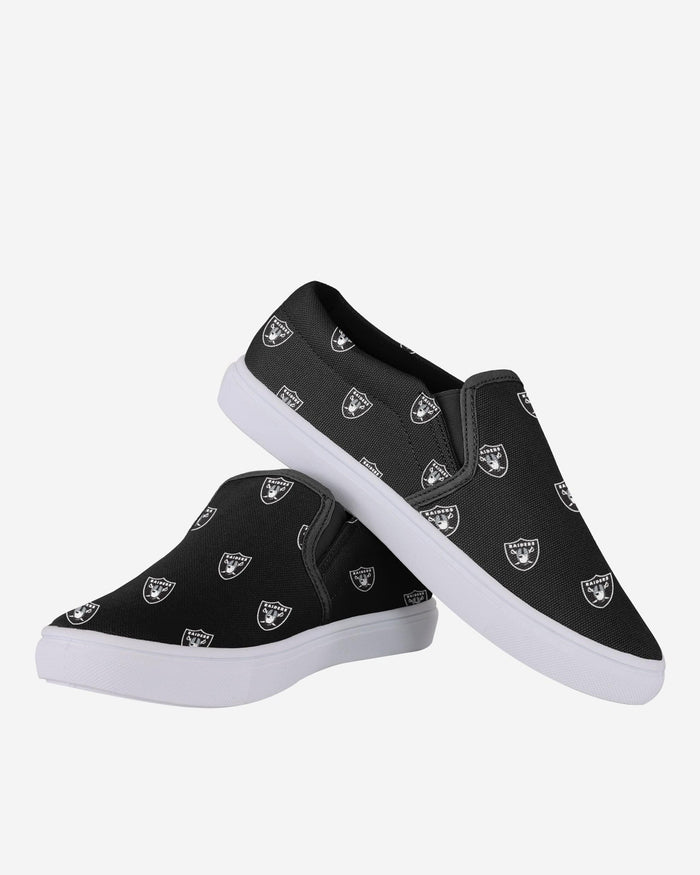 Las Vegas Raiders Womens Repeat Logo Slip On Canvas Shoe FOCO - FOCO.com