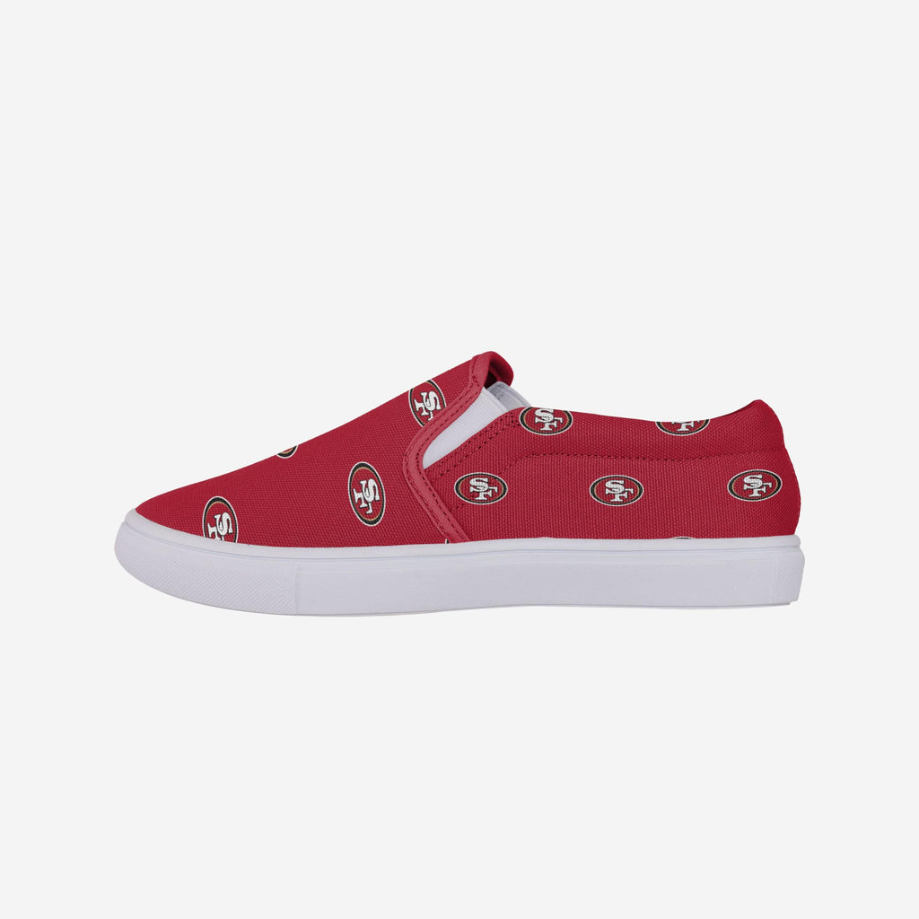 San Francisco 49ers Womens Repeat Logo Slip On Canvas Shoe FOCO 6 - FOCO.com