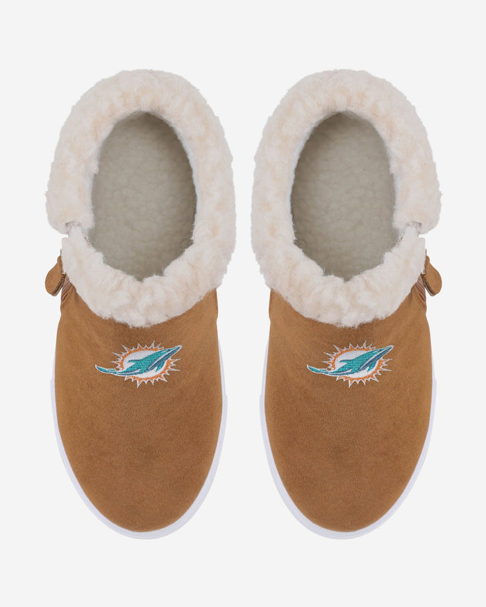 Miami Dolphins Womens Fuzzy Brim Zipper Boot FOCO - FOCO.com