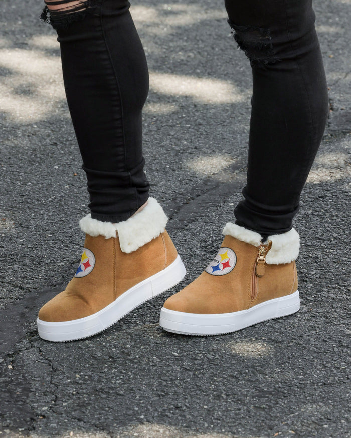 Pittsburgh Steelers Womens Fuzzy Brim Zipper Boot FOCO - FOCO.com