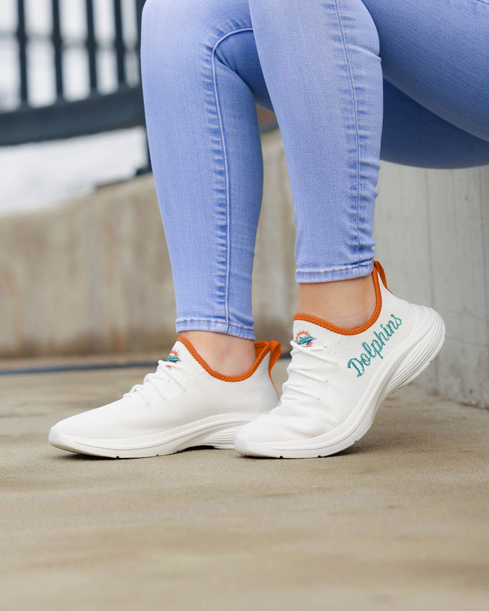 Miami Dolphins Womens Midsole White Sneakers FOCO - FOCO.com