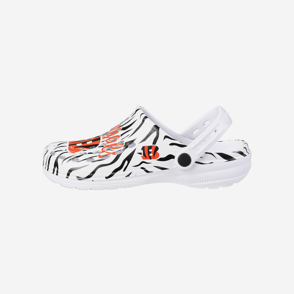 Cincinnati Bengals Womens White Stripe Clog With Strap FOCO S - FOCO.com