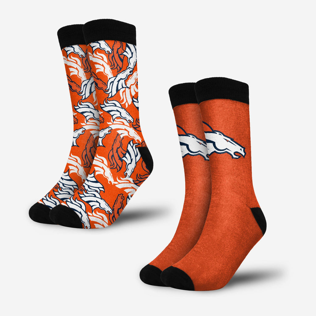 Denver Broncos Primetime Blast Socks 2 Pack FOCO - FOCO.com