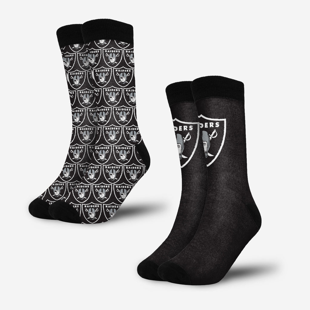 Las Vegas Raiders Primetime Blast Socks 2 Pack FOCO - FOCO.com