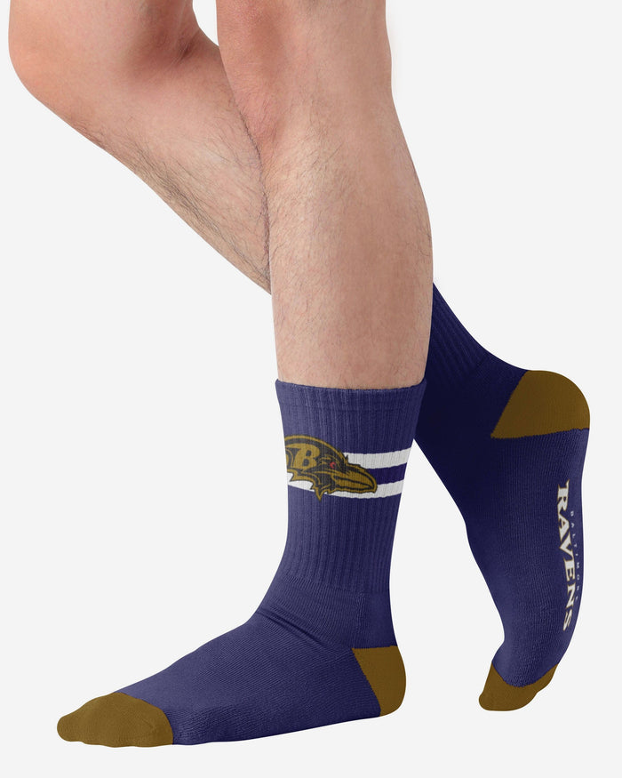 Baltimore Ravens Team Stripe Crew Socks FOCO - FOCO.com