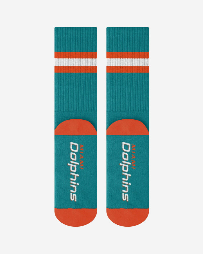 Miami Dolphins Team Stripe Crew Socks FOCO - FOCO.com