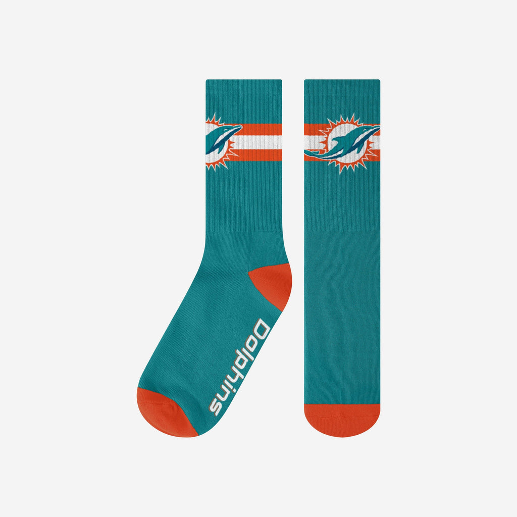 Miami Dolphins Team Stripe Crew Socks FOCO S/M - FOCO.com