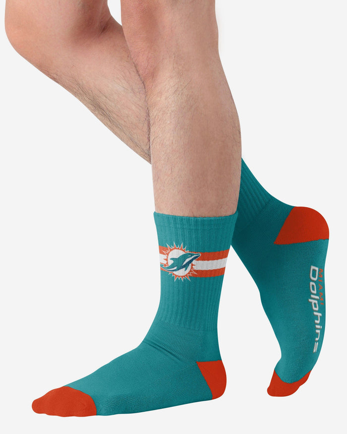 Miami Dolphins Team Stripe Crew Socks FOCO - FOCO.com