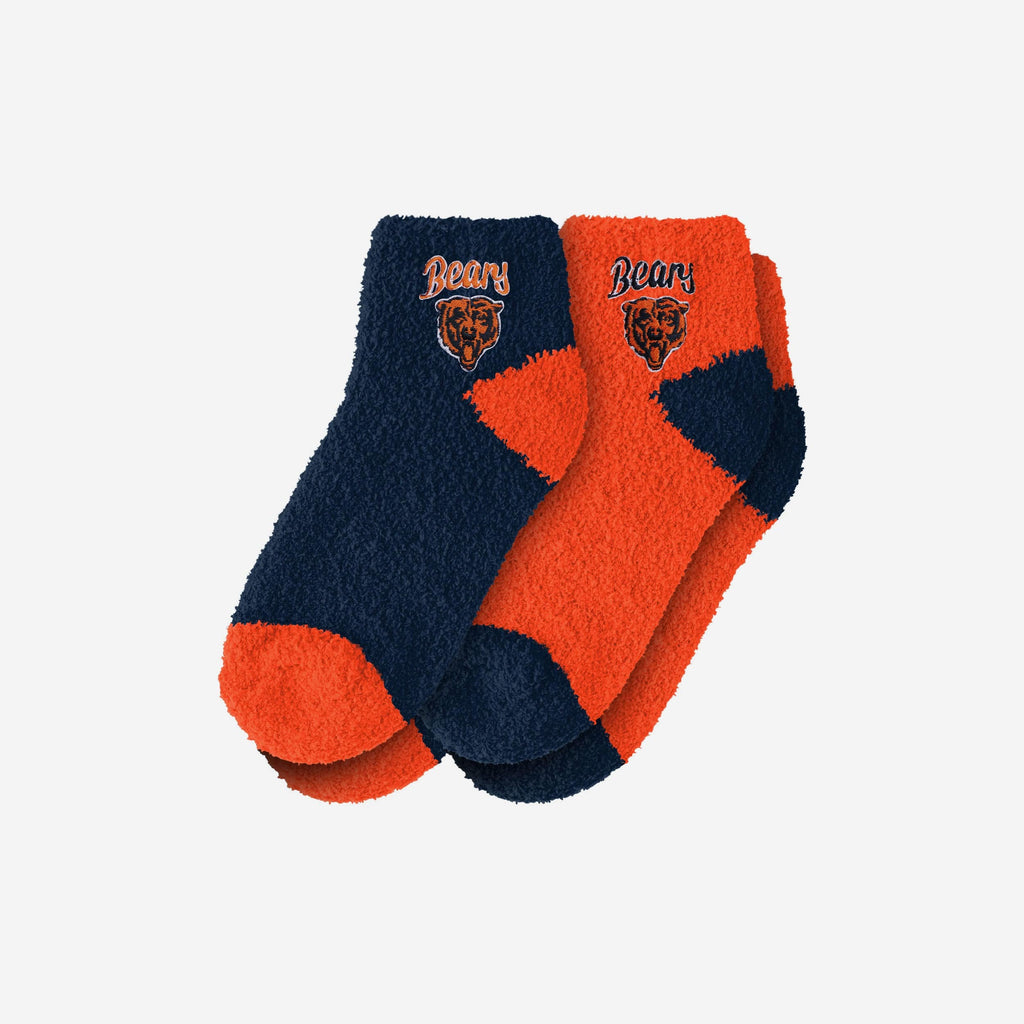 Chicago Bears 2 Pack Womens Script Logo Fuzzy Ankle Socks FOCO - FOCO.com