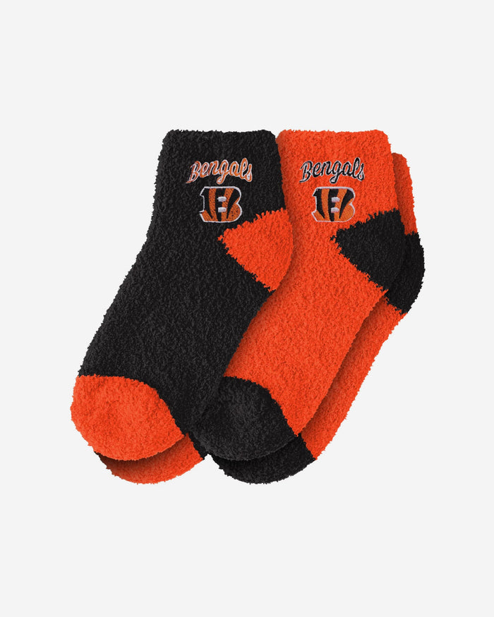 Cincinnati Bengals 2 Pack Womens Script Logo Fuzzy Ankle Socks FOCO - FOCO.com