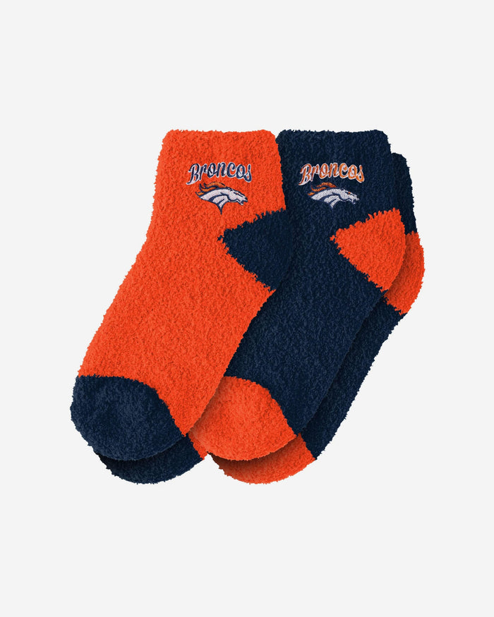 Denver Broncos 2 Pack Womens Script Logo Fuzzy Ankle Socks FOCO - FOCO.com