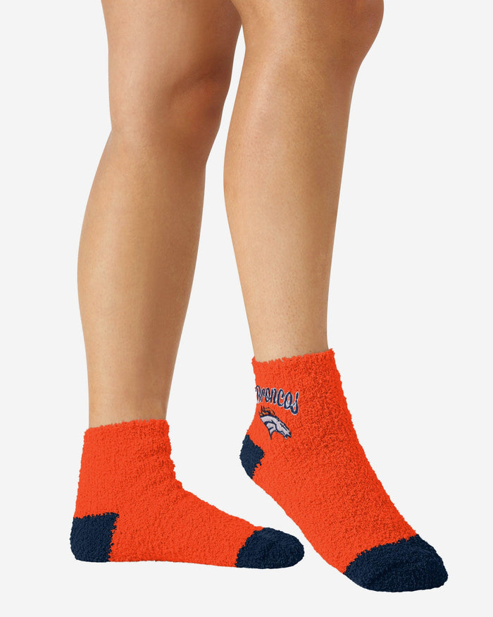 Denver Broncos 2 Pack Womens Script Logo Fuzzy Ankle Socks FOCO - FOCO.com