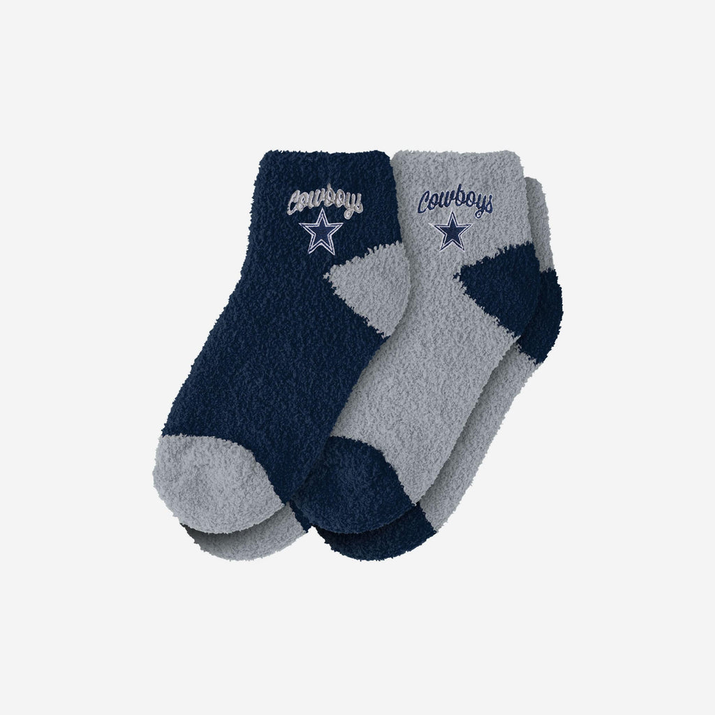 Dallas Cowboys 2 Pack Womens Script Logo Fuzzy Ankle Socks FOCO - FOCO.com