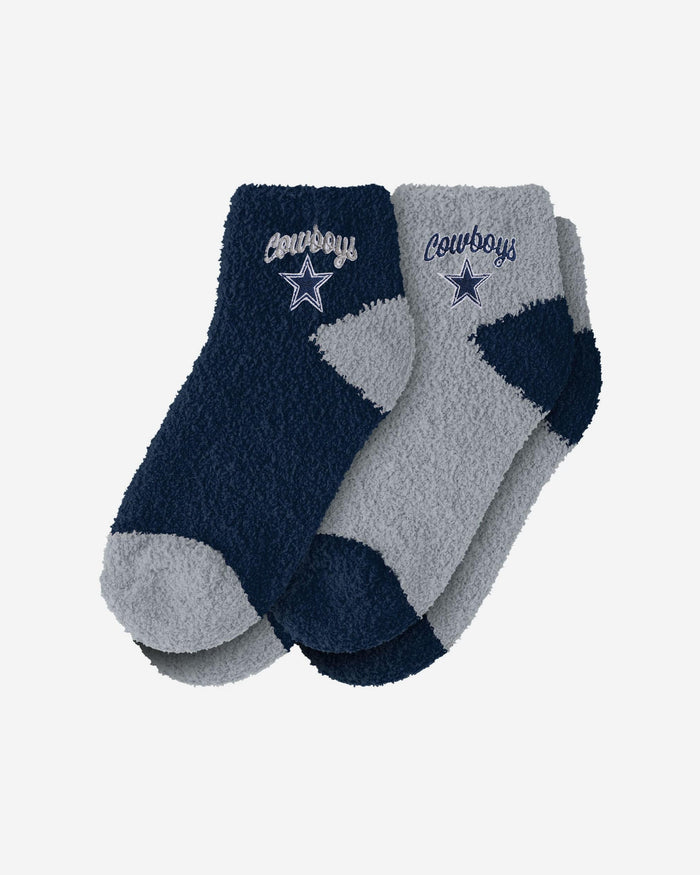 Dallas Cowboys 2 Pack Womens Script Logo Fuzzy Ankle Socks FOCO - FOCO.com