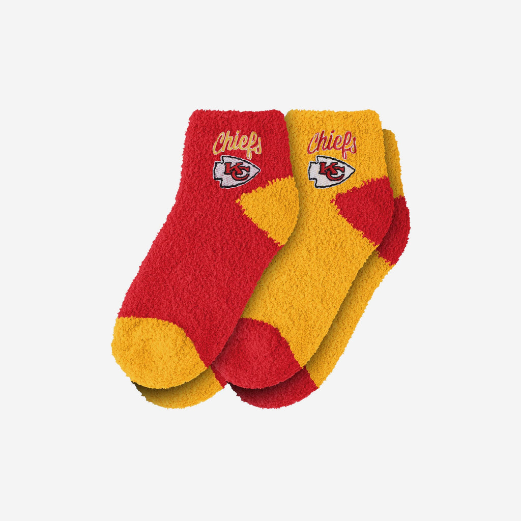 Kansas City Chiefs 2 Pack Womens Script Logo Fuzzy Ankle Socks FOCO - FOCO.com