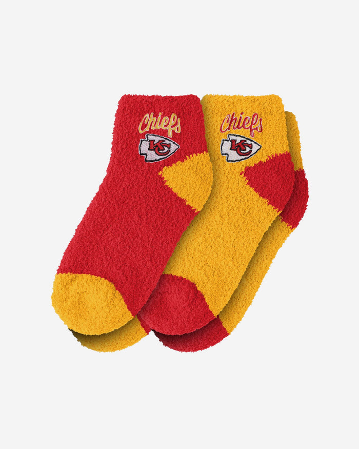 Kansas City Chiefs 2 Pack Womens Script Logo Fuzzy Ankle Socks FOCO - FOCO.com