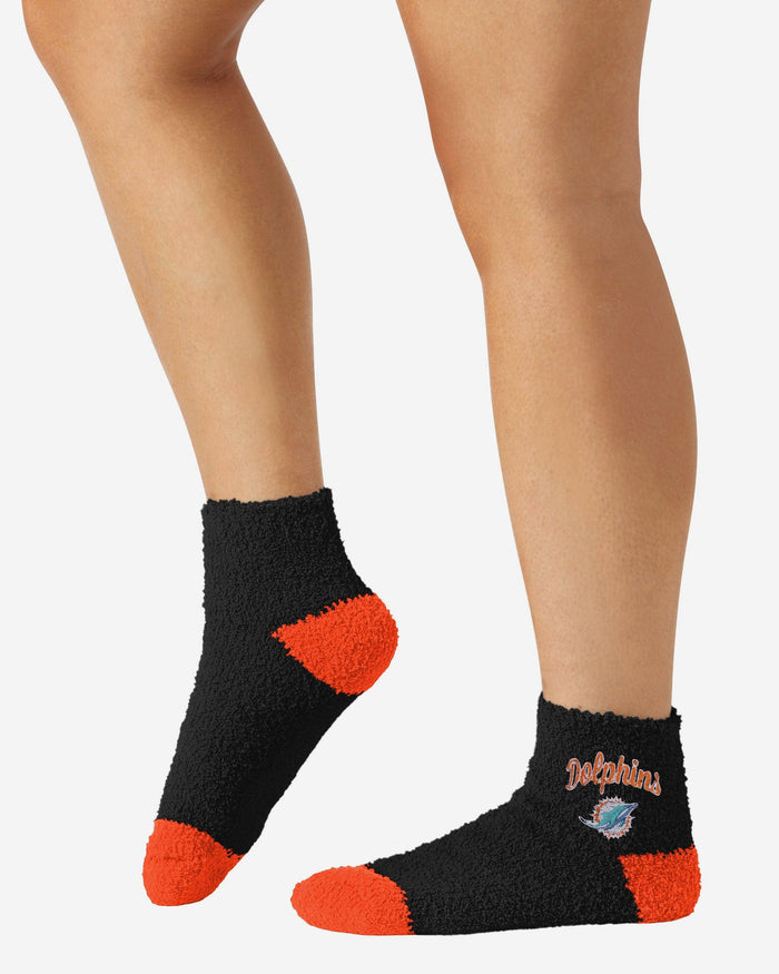 Miami Dolphins 2 Pack Womens Script Logo Fuzzy Ankle Socks FOCO - FOCO.com