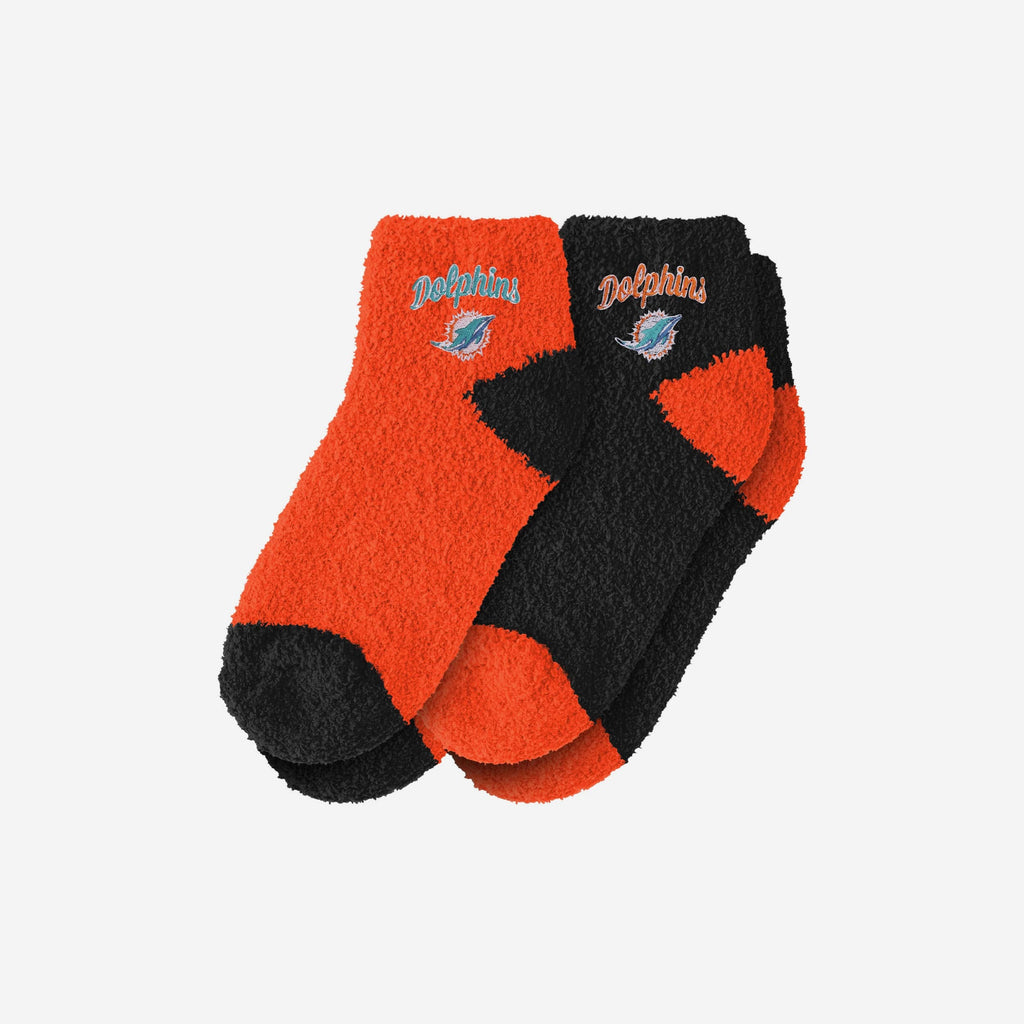 Miami Dolphins 2 Pack Womens Script Logo Fuzzy Ankle Socks FOCO - FOCO.com