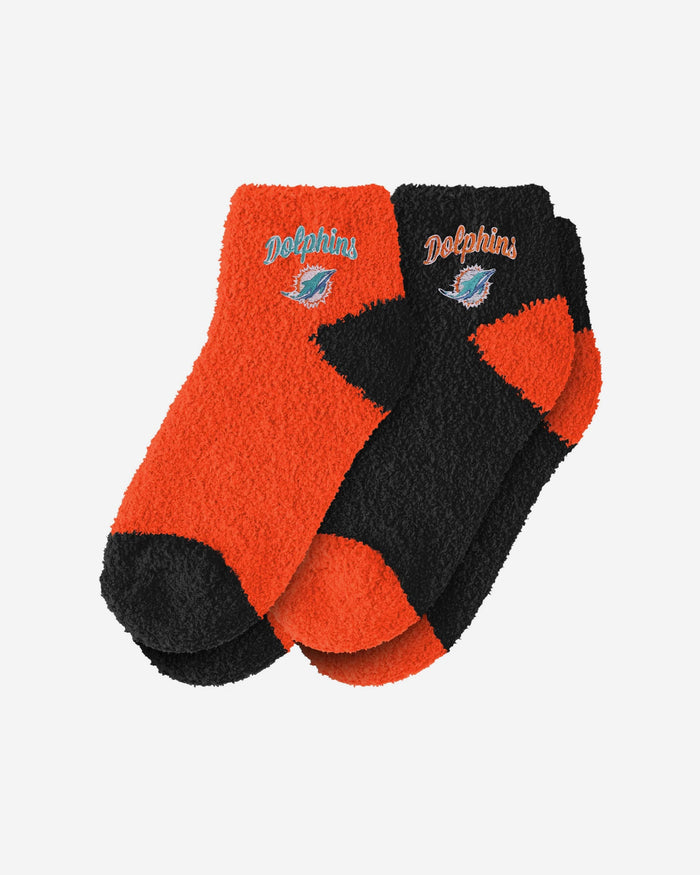 Miami Dolphins 2 Pack Womens Script Logo Fuzzy Ankle Socks FOCO - FOCO.com