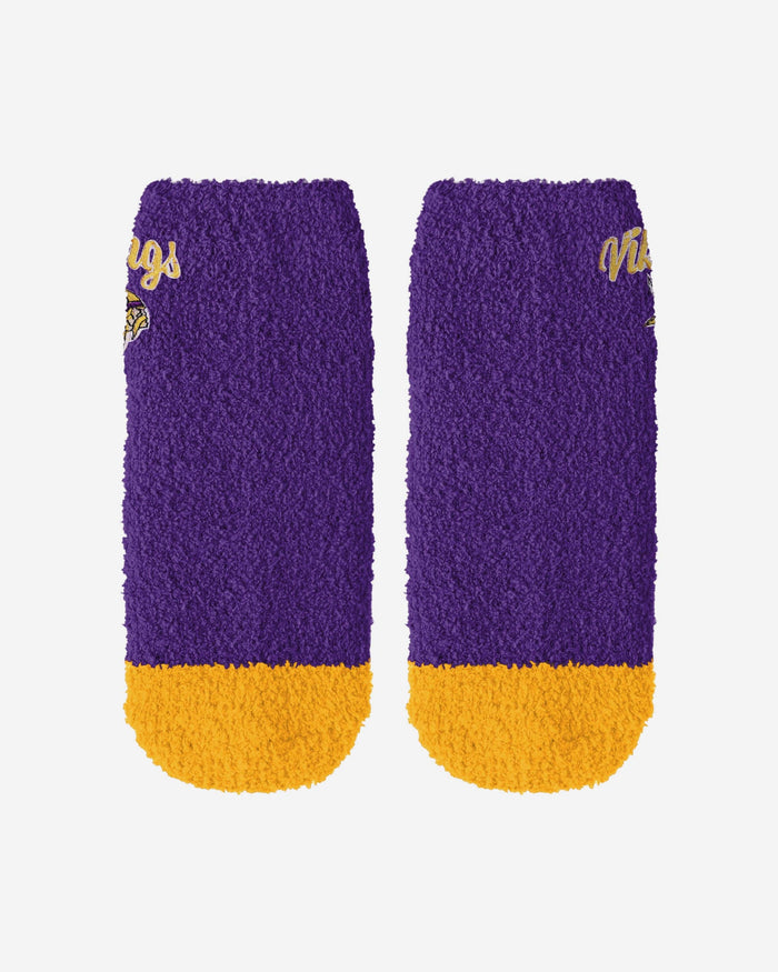 Minnesota Vikings 2 Pack Womens Script Logo Fuzzy Ankle Socks FOCO - FOCO.com