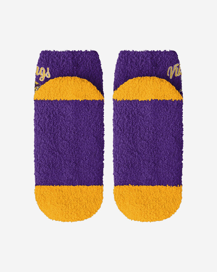 Minnesota Vikings 2 Pack Womens Script Logo Fuzzy Ankle Socks FOCO - FOCO.com