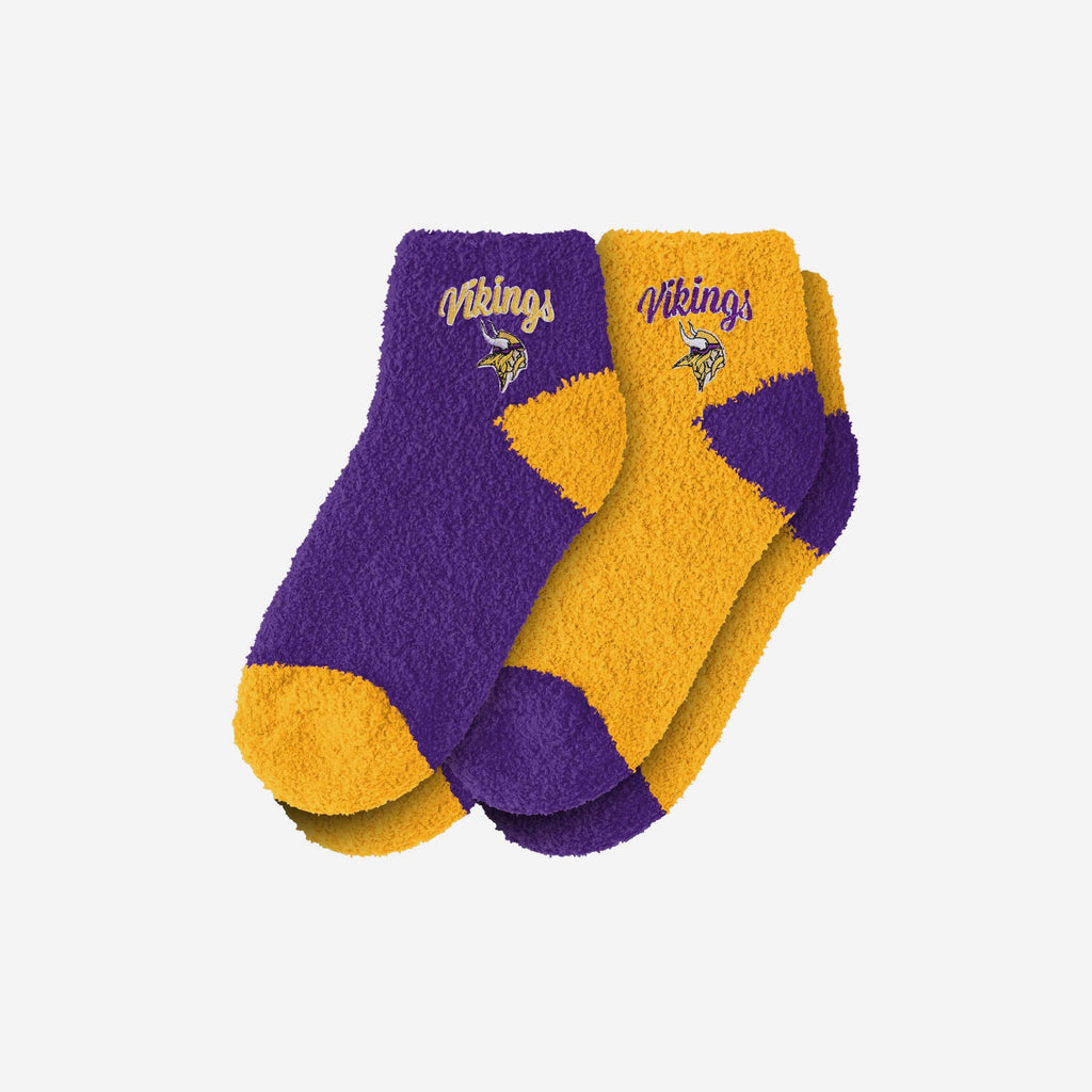 Minnesota Vikings 2 Pack Womens Script Logo Fuzzy Ankle Socks FOCO - FOCO.com