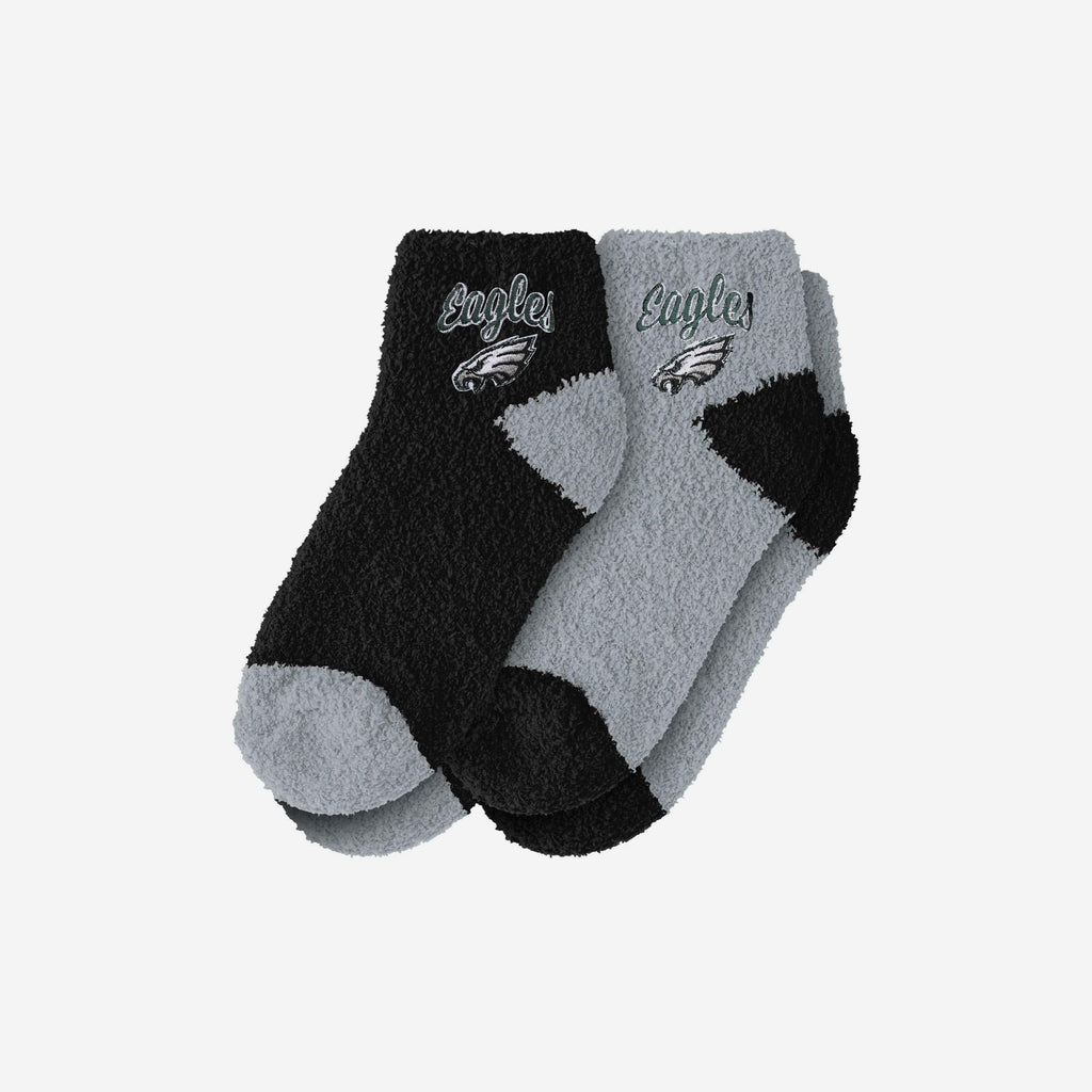 Philadelphia Eagles 2 Pack Womens Script Logo Fuzzy Ankle Socks FOCO - FOCO.com