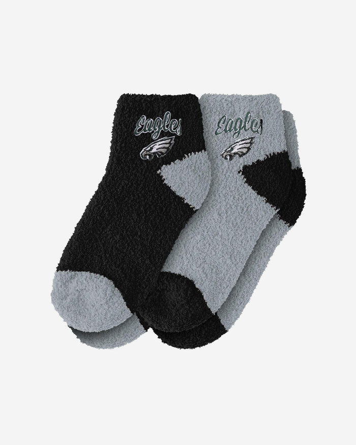 Philadelphia Eagles 2 Pack Womens Script Logo Fuzzy Ankle Socks FOCO - FOCO.com